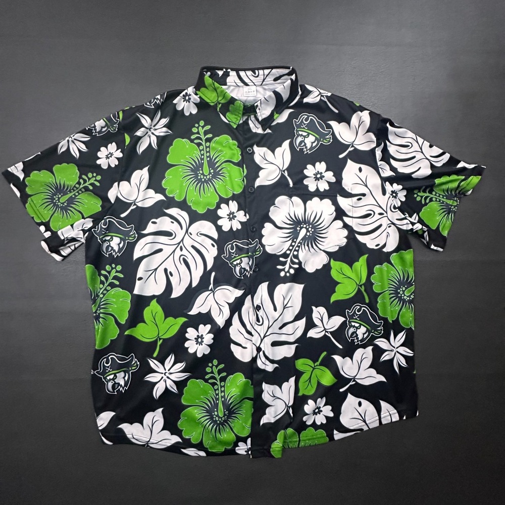 Savannah Ghost Pirates Hawaiian Shirt Mens 3XL Black Green Polly Parrot Hockey